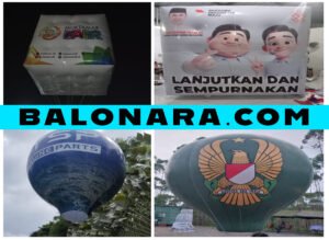 Balon besar mengambang untuk branding dari jarak jauh. Bisa dicetak logo, tinggi hingga 6 meter. Bahan PVC Korea / terpaulin tahan cuaca.